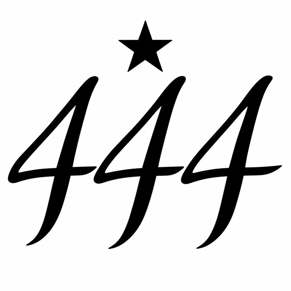 Tatouage 444 en écriture cursive surmonté d'une petite étoile à cinq branches