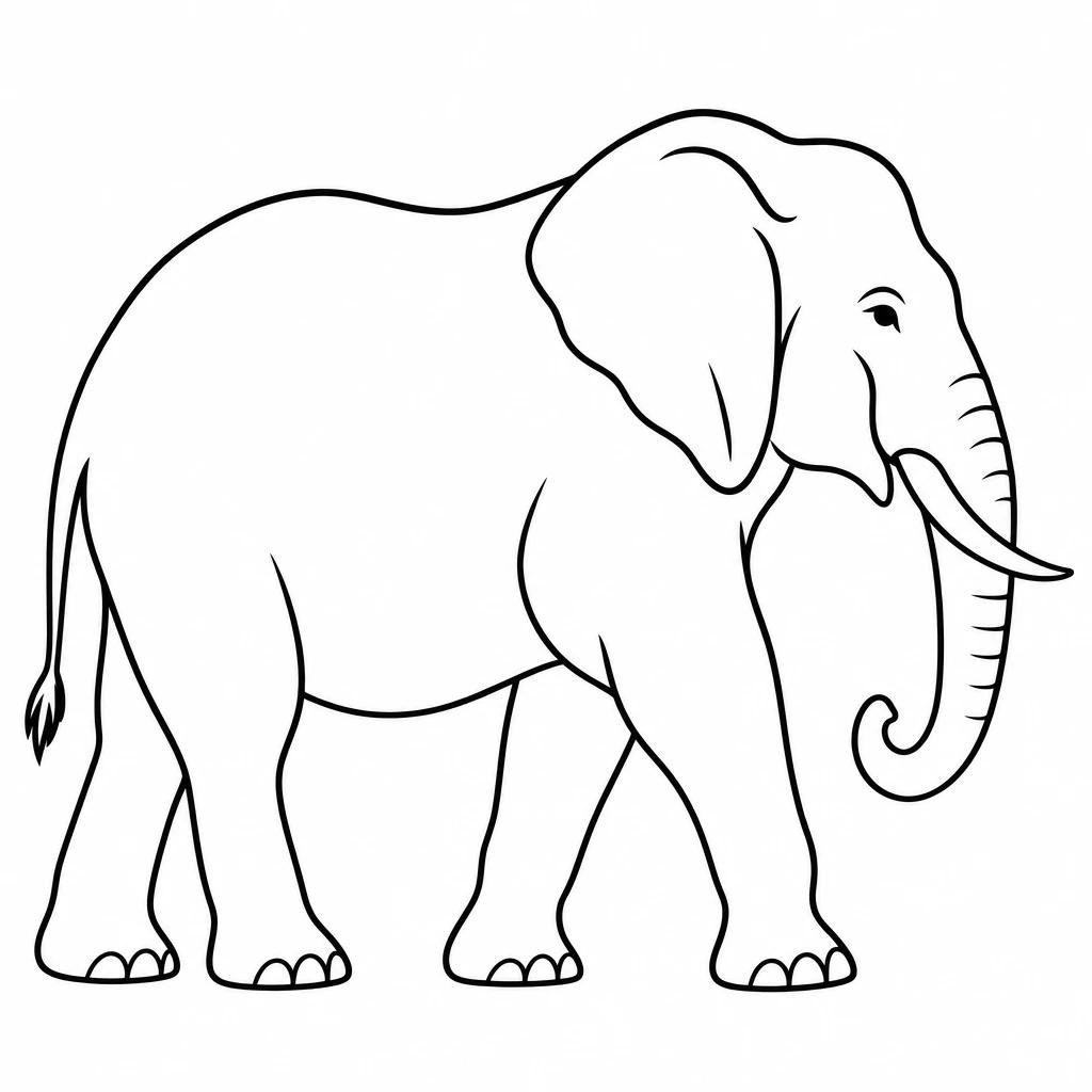 Tatouage d'éléphant au trait fin, silhouette de profil dessinée d'un contour continu