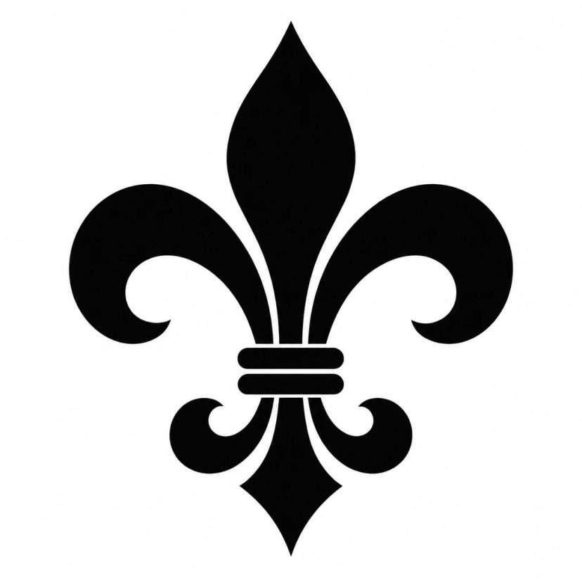 Tatouage de fleur de lys en blackwork, emblème entièrement noirci aux contours nets