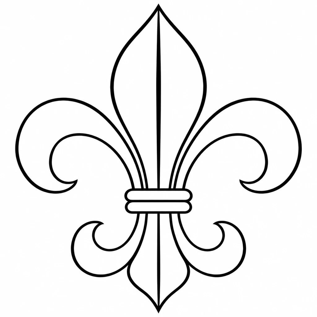 Tatouage de fleur de lys au trait fin, contour seul sans remplissage