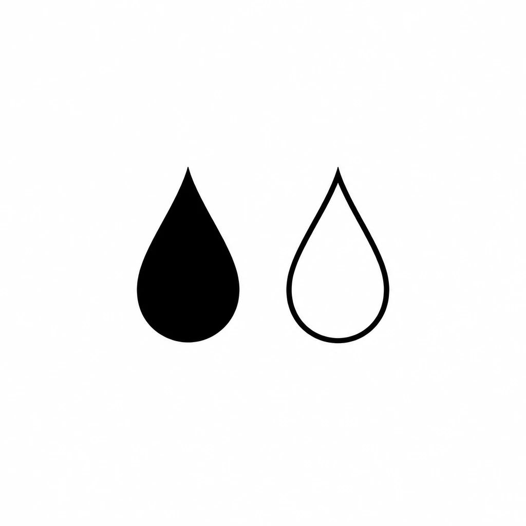 Comparaison entre une larme tatouée pleine, entièrement noircie, et une larme vide réduite à son contour