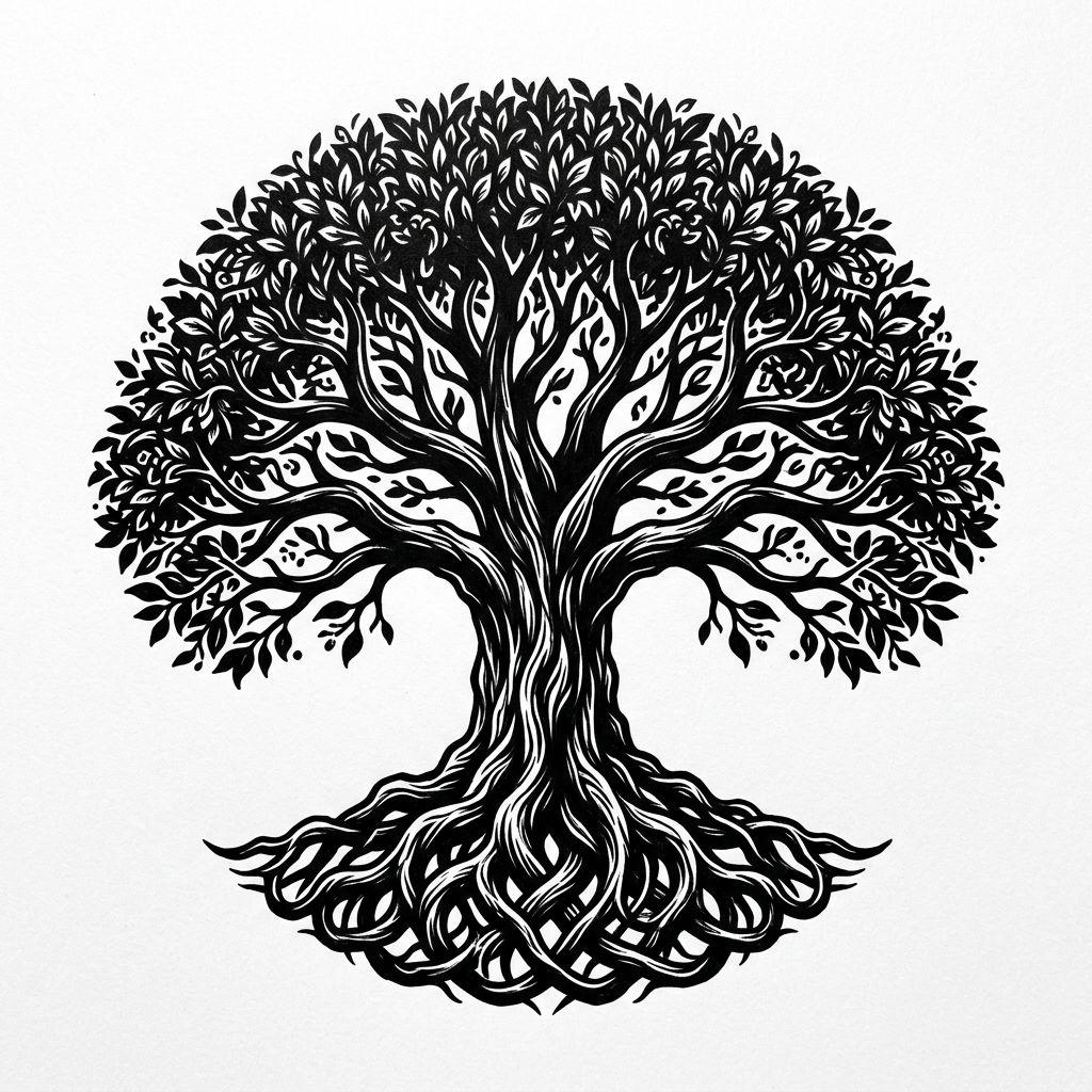 idée tatouage arbre de vie arbre de vie blackwork
