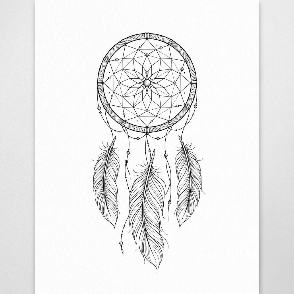 idée tatouage attrape-rêve attrape-reve fine line classique