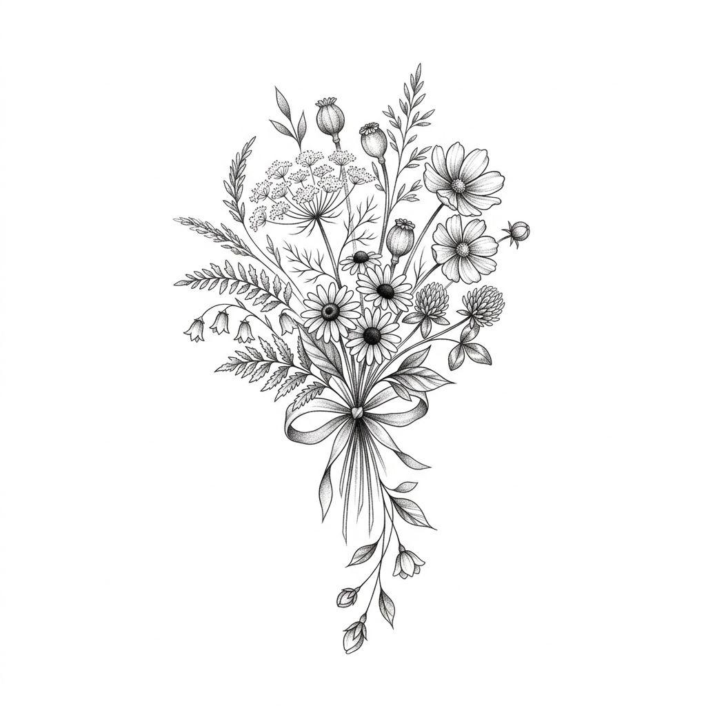 idée tatouage avant-bras femme fleurs sauvages bouquet
