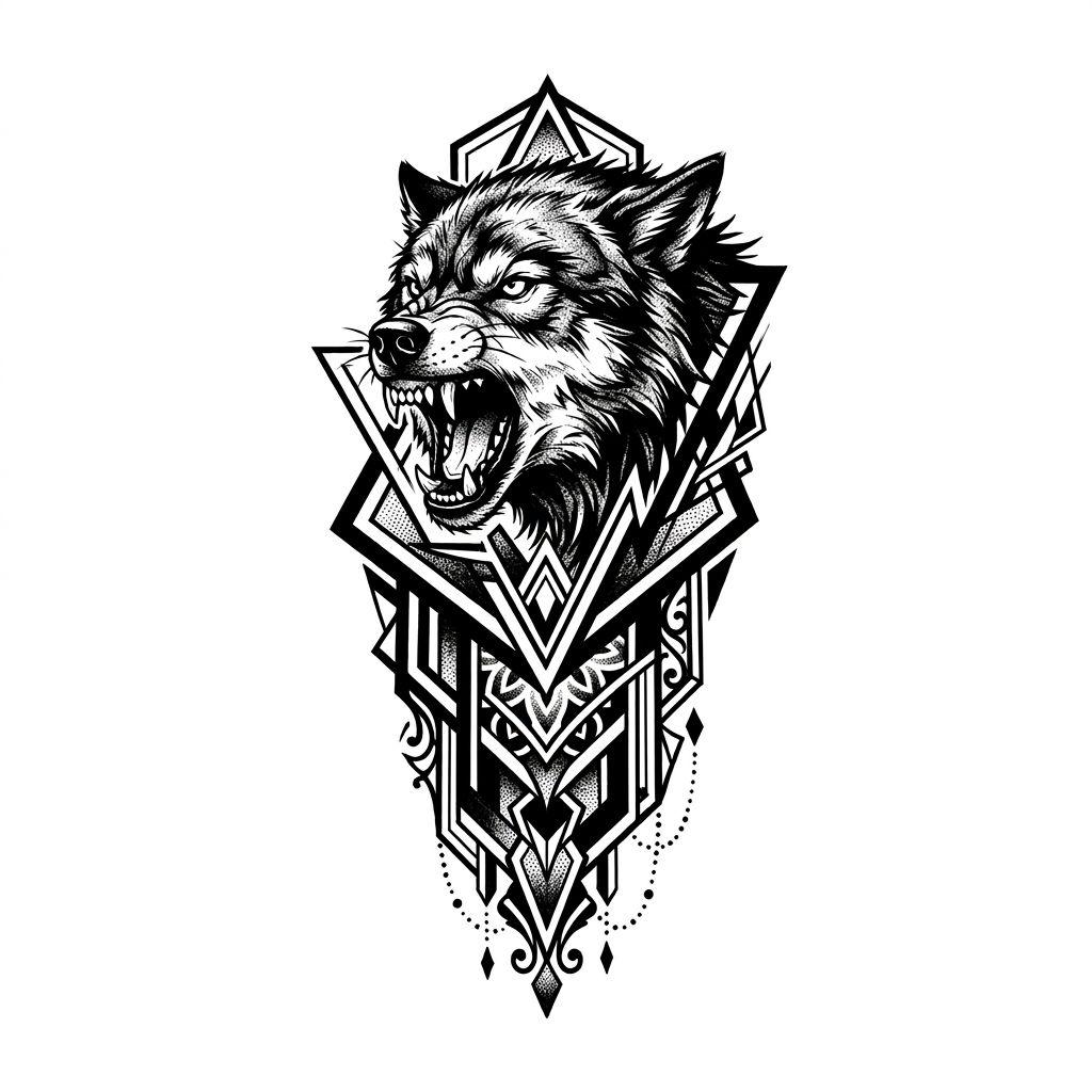 idée tatouage avant-bras homme loup blackwork