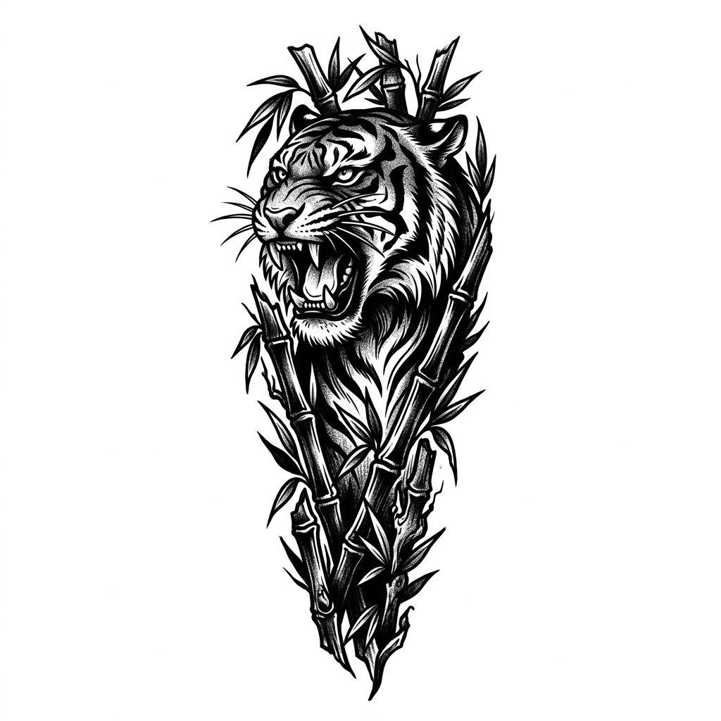 idée tatouage avant-bras homme tigre puissant