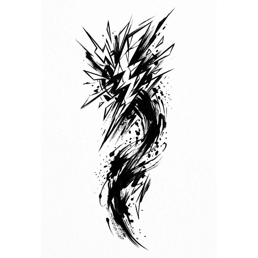 idée tatouage avant-bras homme foudre abstraite