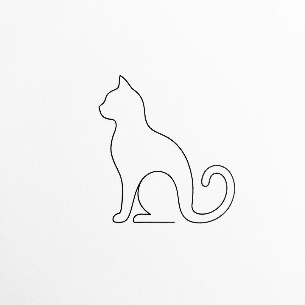 idée tatouage chat silhouette chat minimaliste