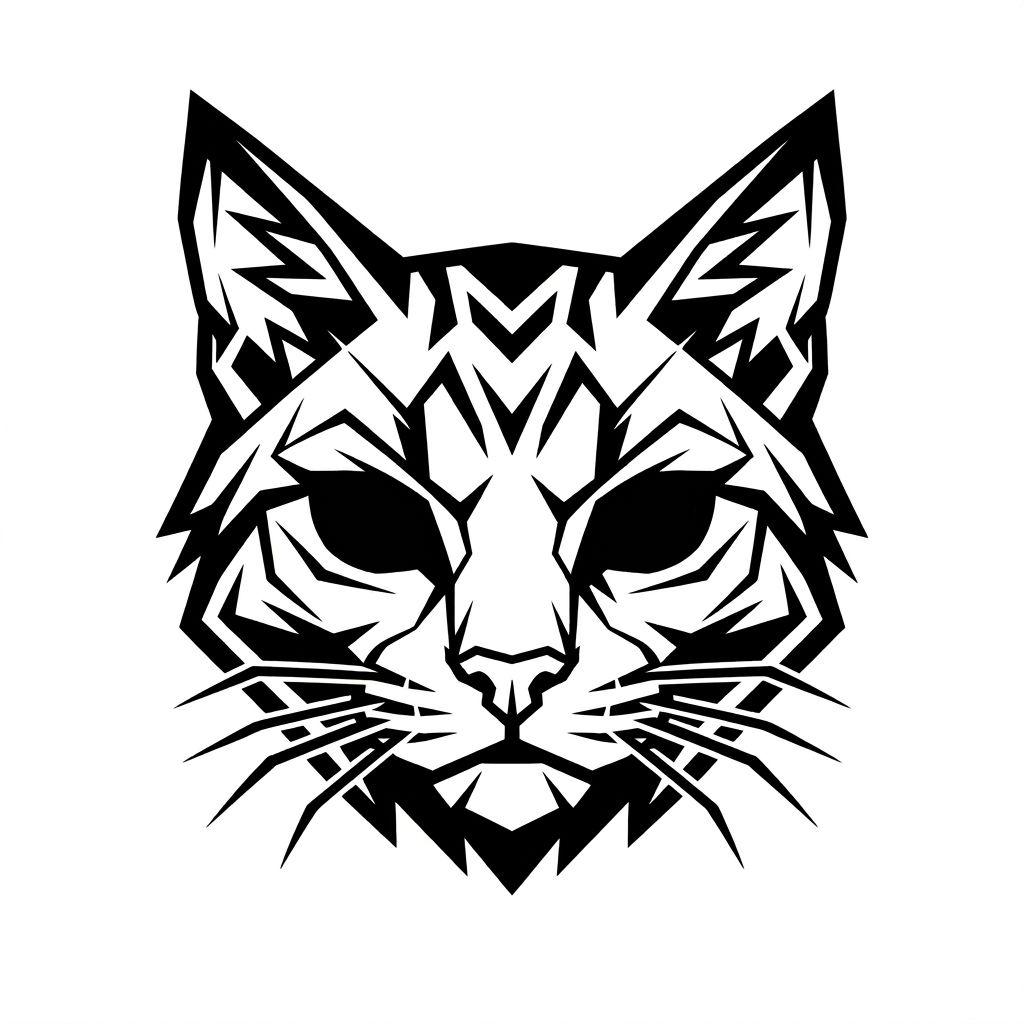 idée tatouage chat tete de chat blackwork