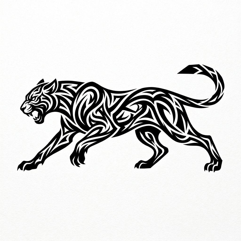 idée tatouage chat chat tribal moderne