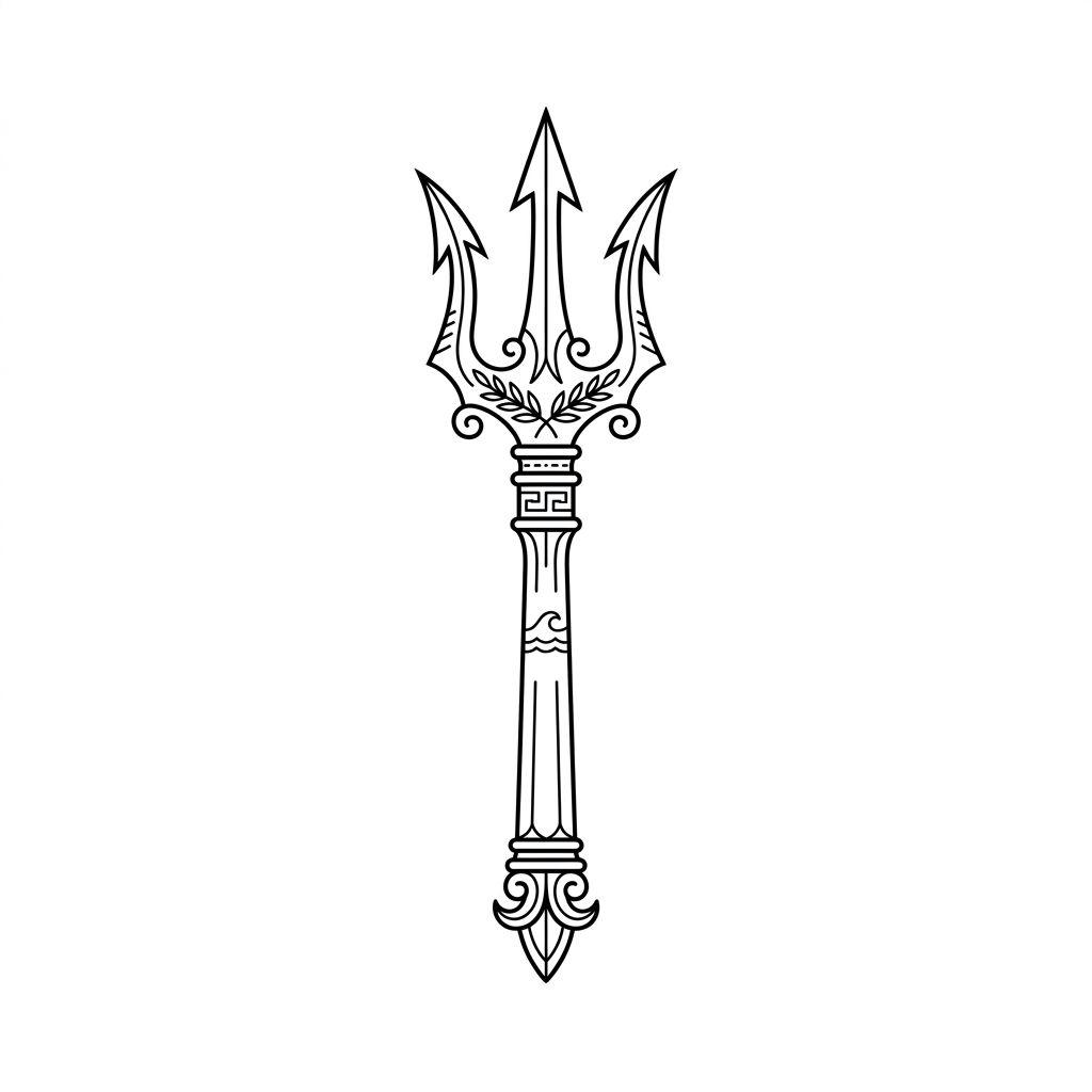 idée tatouage cheville trident mythologique