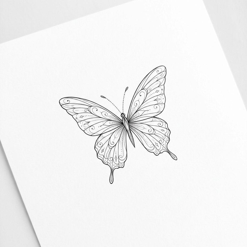 idée tatouage cheville femme papillon fine line