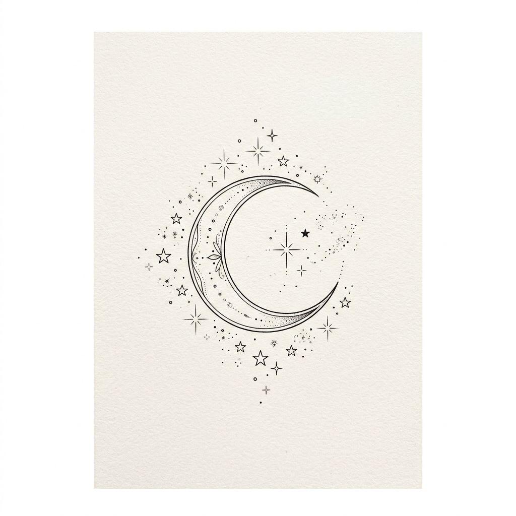 idée tatouage cheville femme lune et étoiles