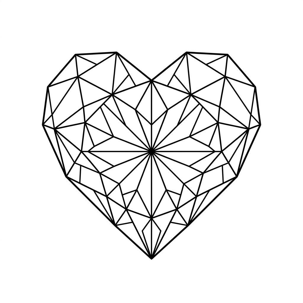 idée tatouage coeur coeur geometrique facette
