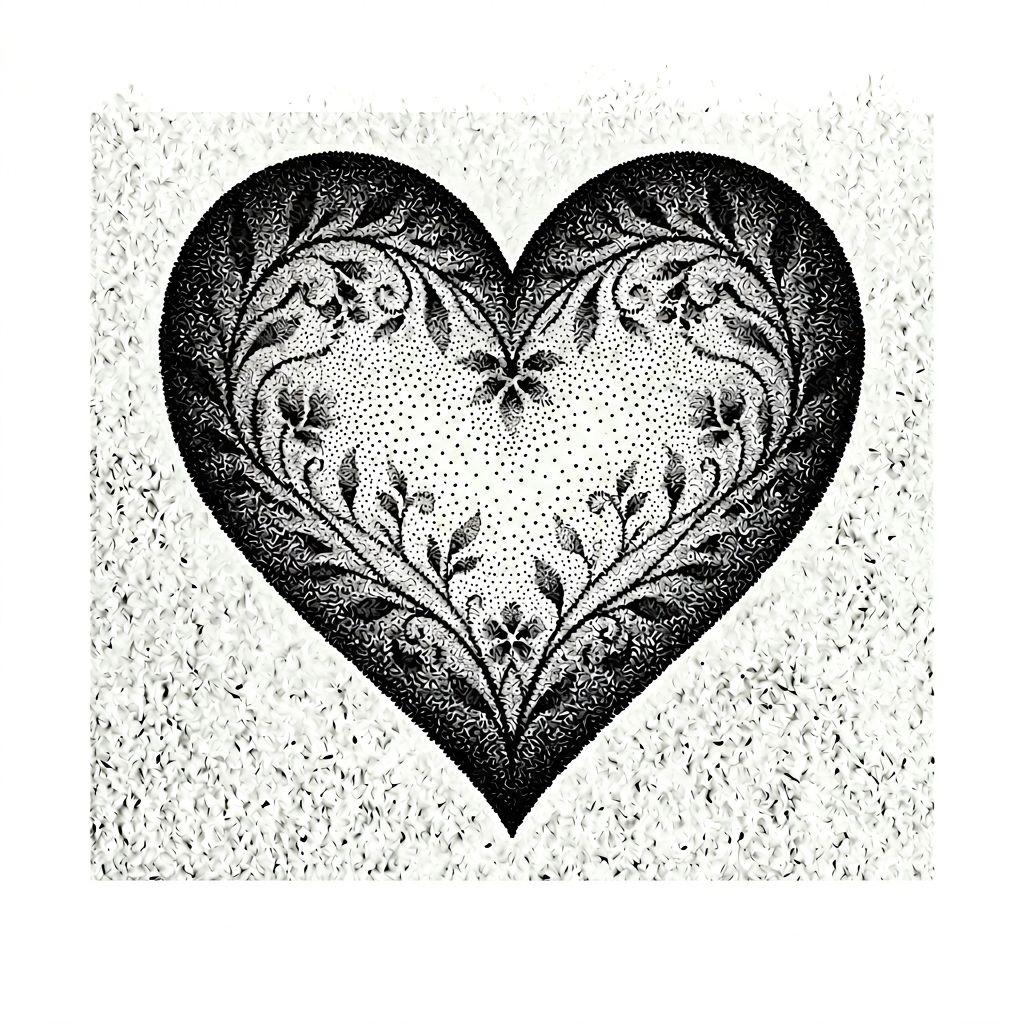 idée tatouage coeur coeur dotwork stippling