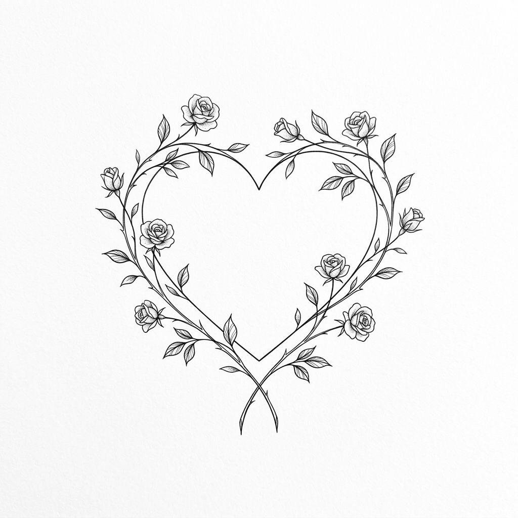 idée tatouage coeur coeur entoure roses