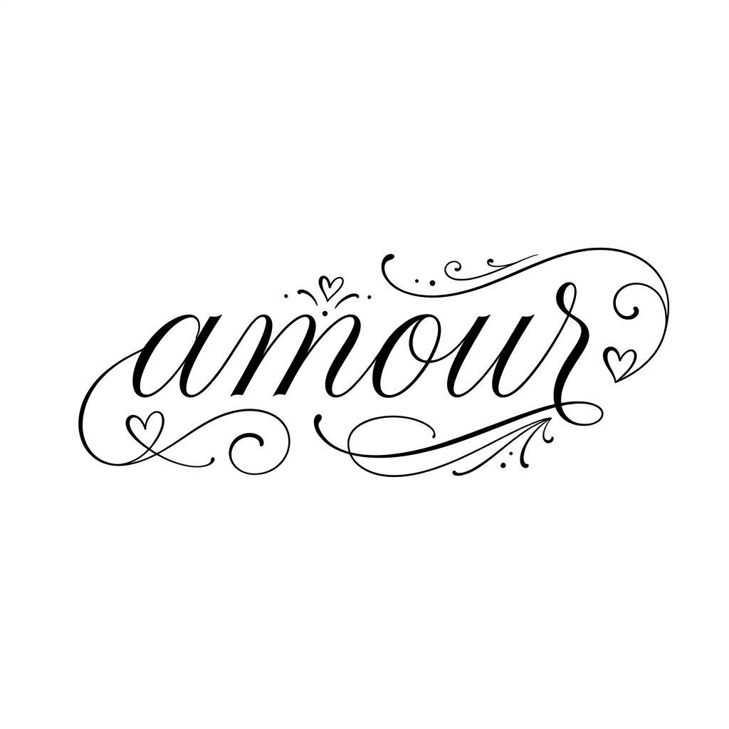 idée tatouage coeur lettrage 'amour' cursive