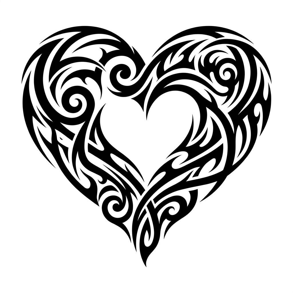 idée tatouage coeur coeur tribal moderne