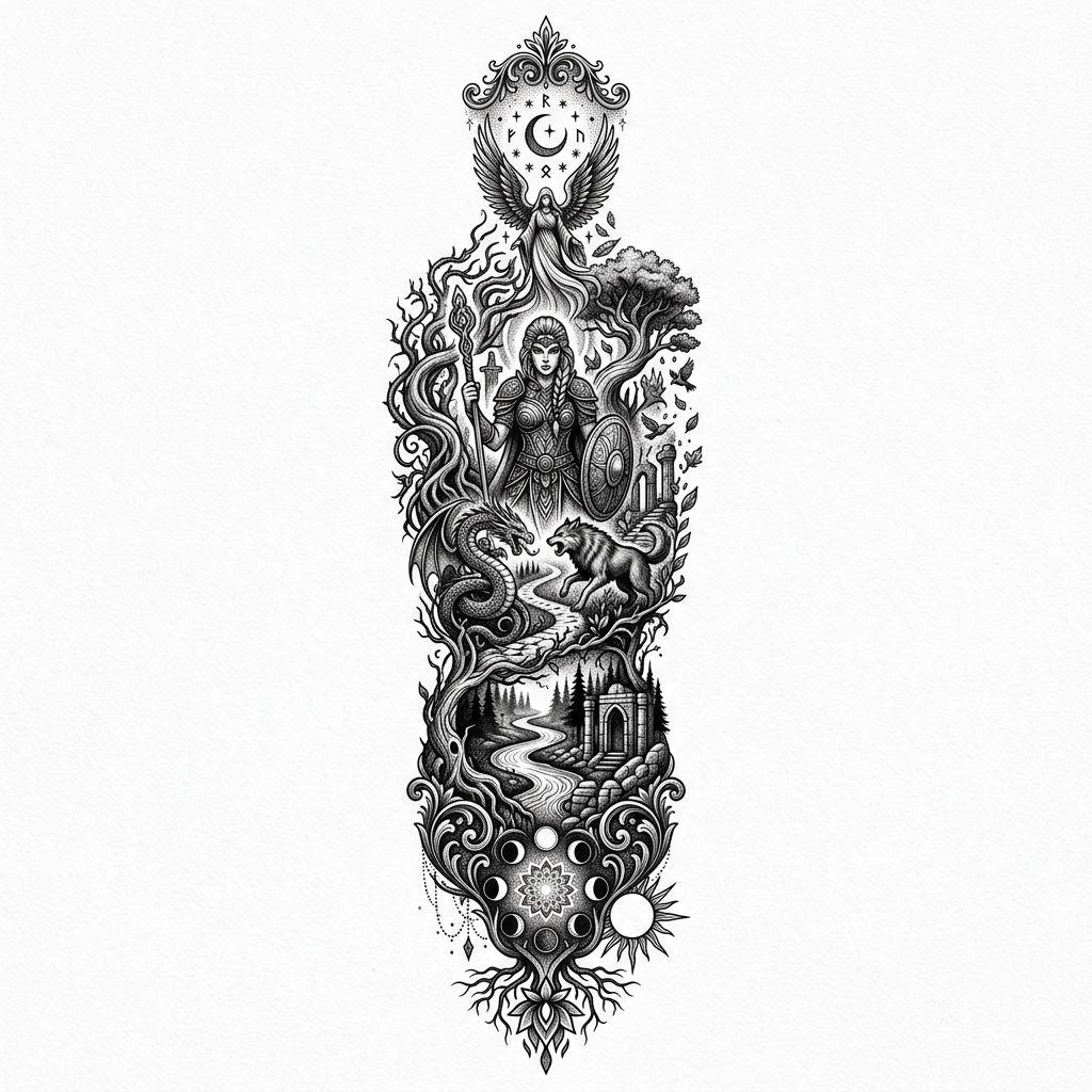 idée tatouage colonne vertébrale pièce illustrative premium