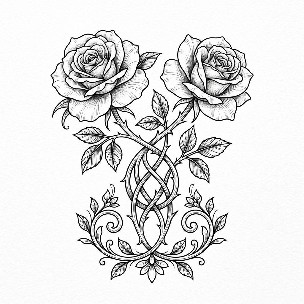 idée tatouage commun roses entrelacées