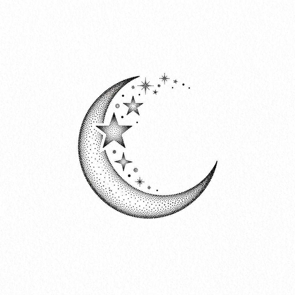 idée tatouage cou cou dotwork lune
