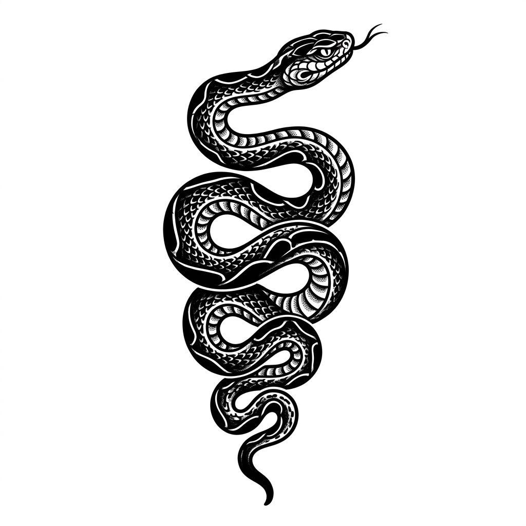idée tatouage cou homme serpent blackwork latéral