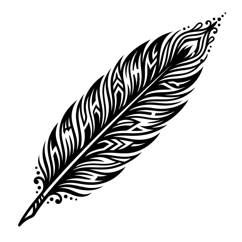 idée tatouage cou homme plume blackwork
