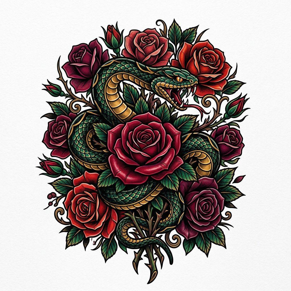 idée tatouage cover cover néo-traditionnel floral