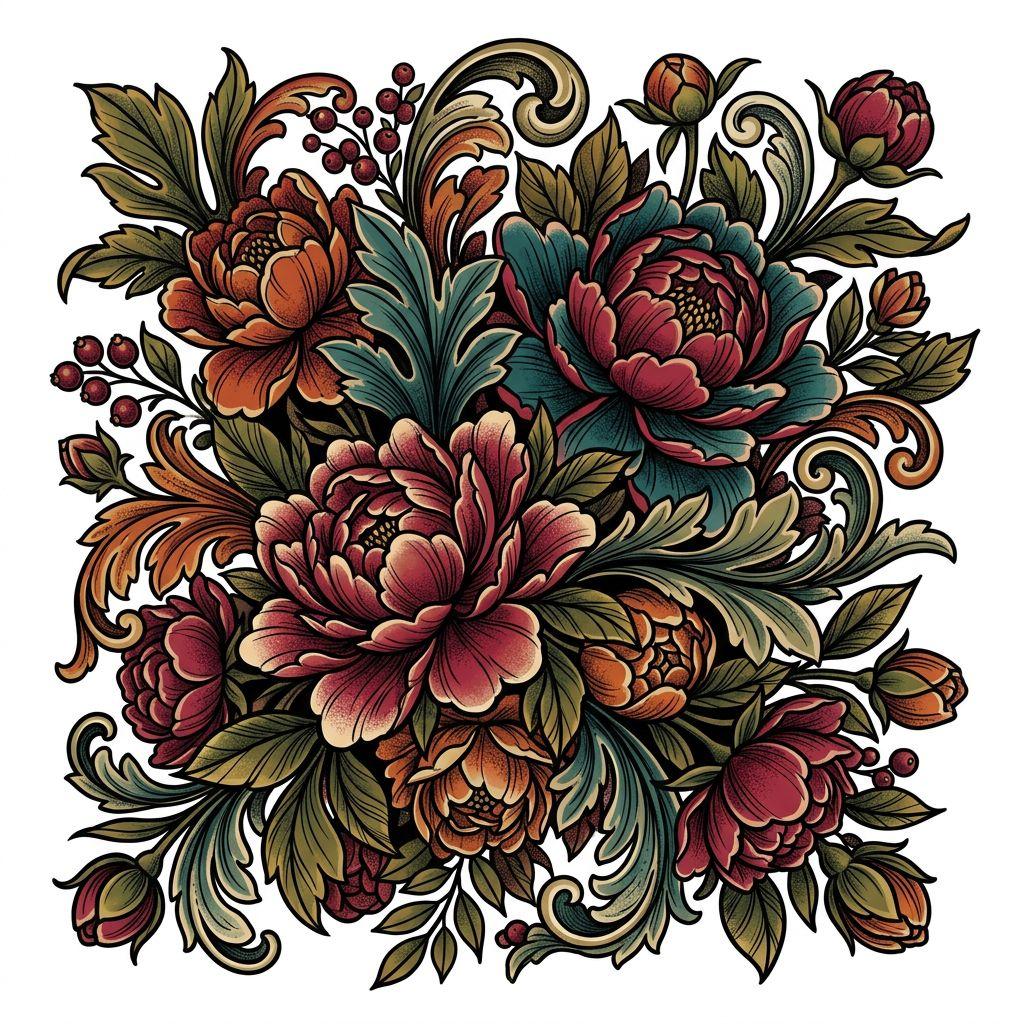 idée tatouage cover bouquet baroque enveloppant