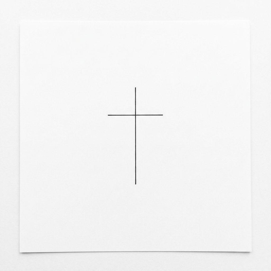 idée tatouage croix croix fine minimaliste, design sur fond blanc