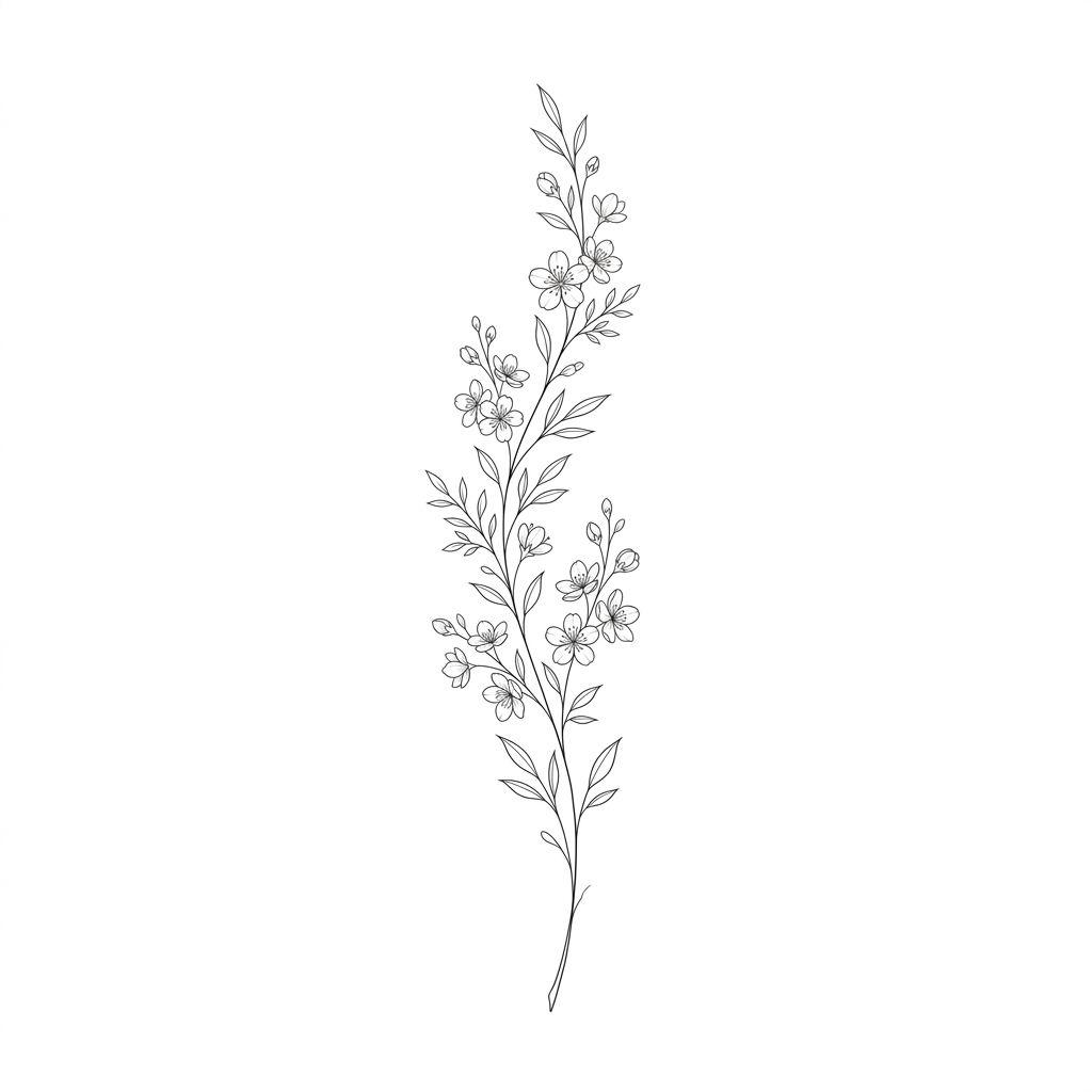 idée tatouage cuisse composition florale minimaliste