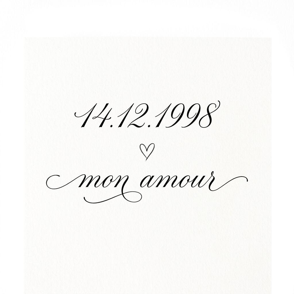 idée tatouage date de naissance date fine line cursive