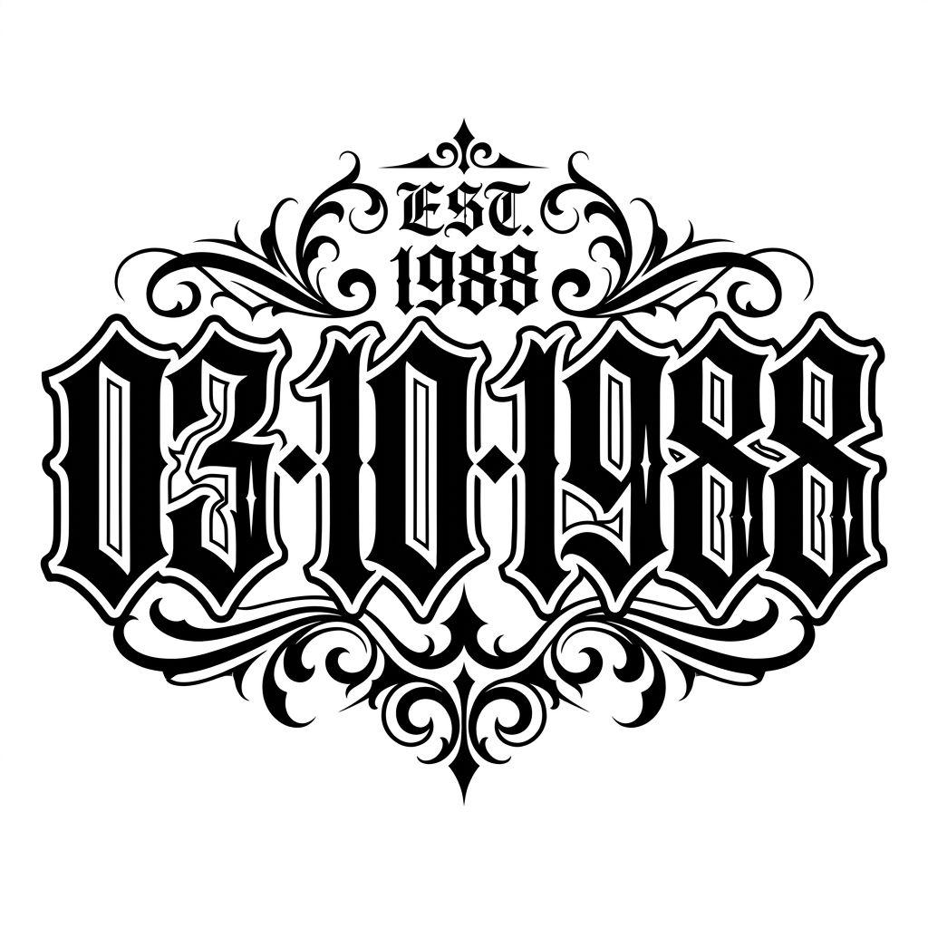 idée tatouage date de naissance date blackwork gothique