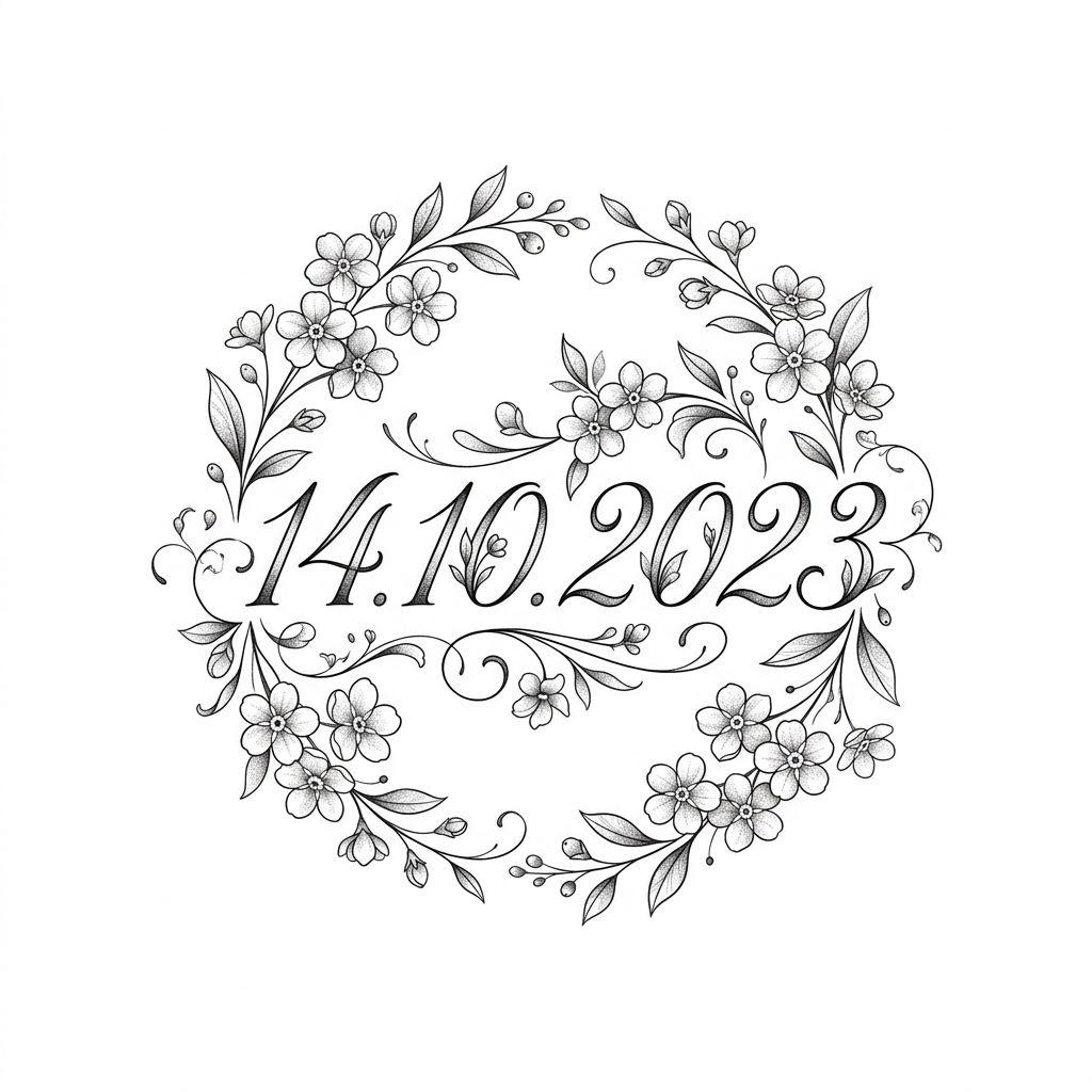 idée tatouage date de naissance date florale mémorielle