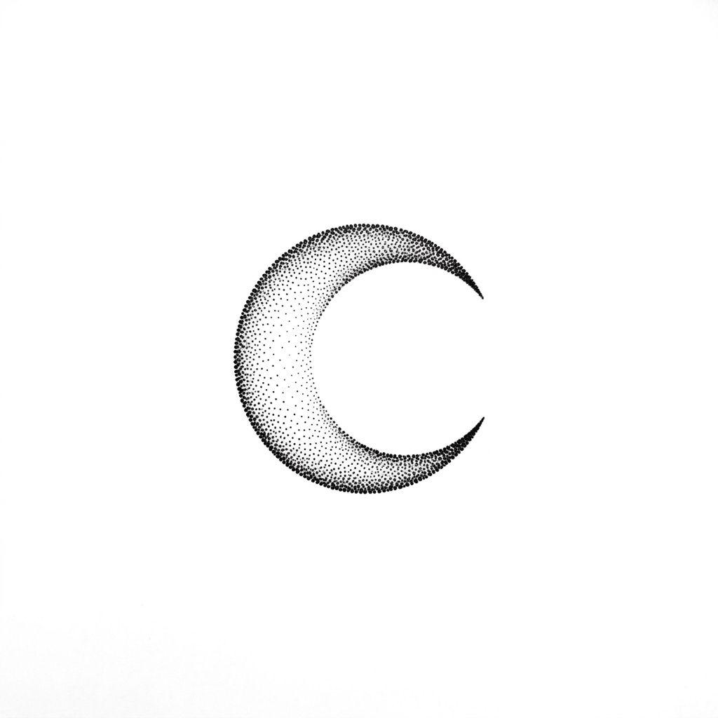 idée tatouage doigt lune dotwork