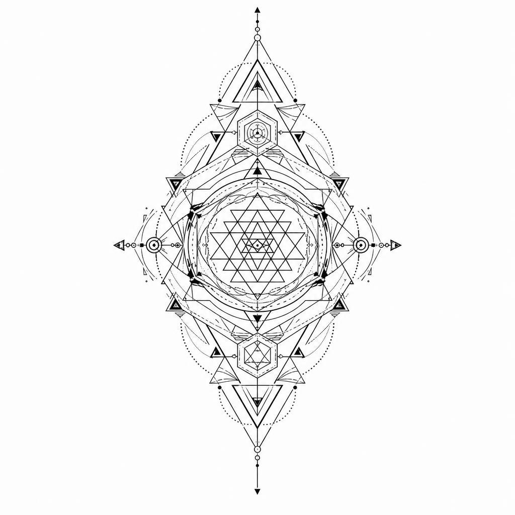 idée tatouage dos mandala géométrique central