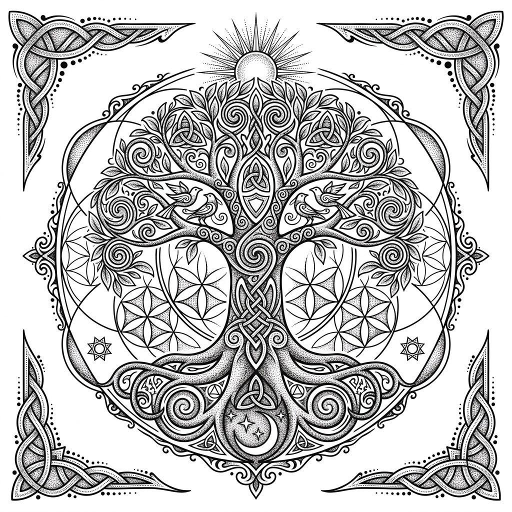 idée tatouage dos arbre de vie spirituel