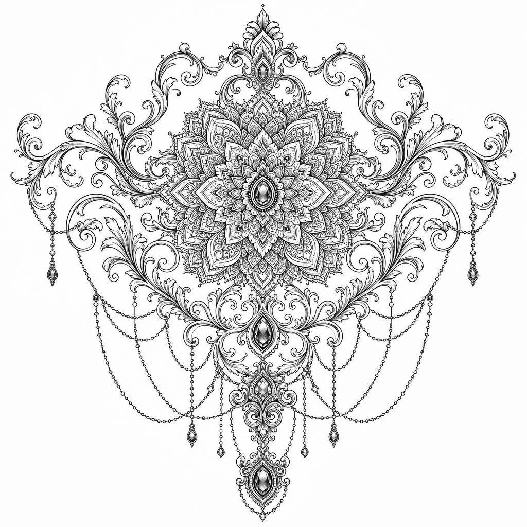 idée tatouage dos mandala lace ornemental
