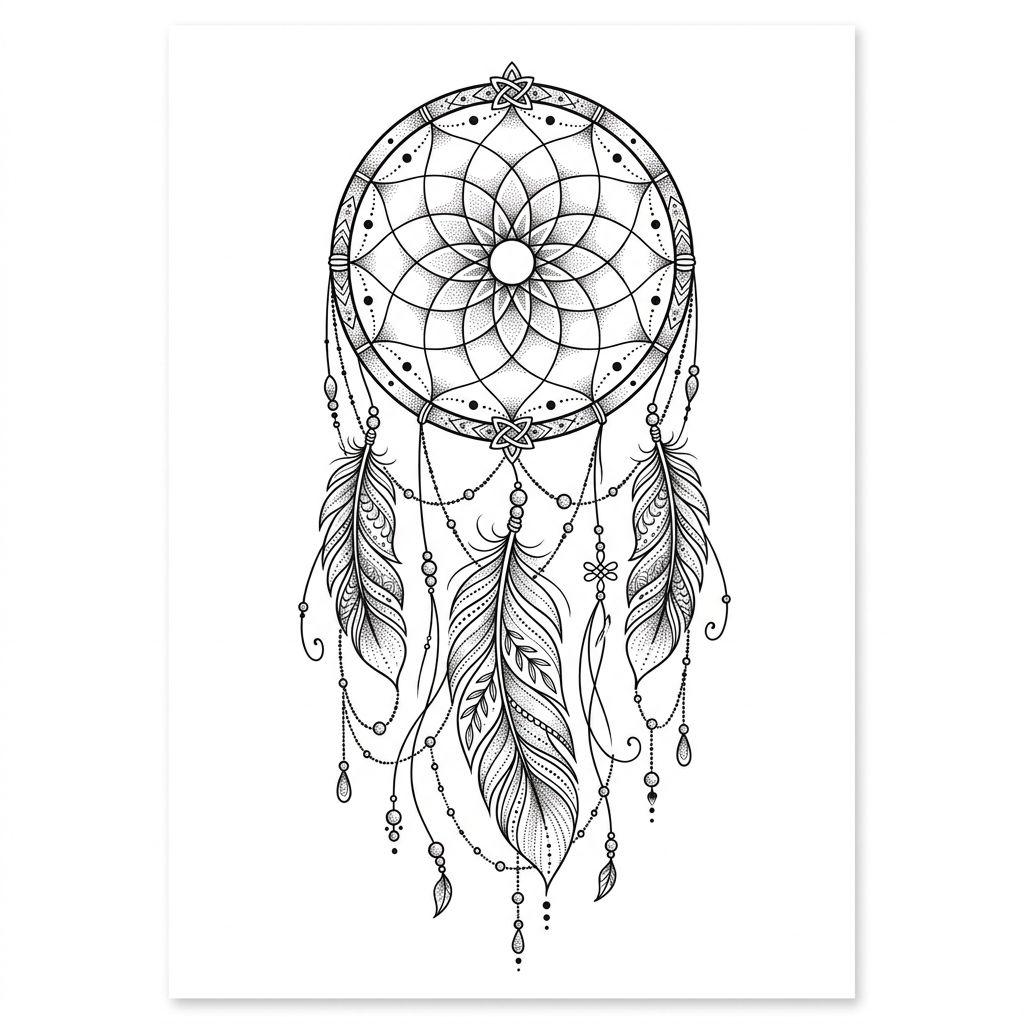 idée tatouage dos femme attrape-rêve dos