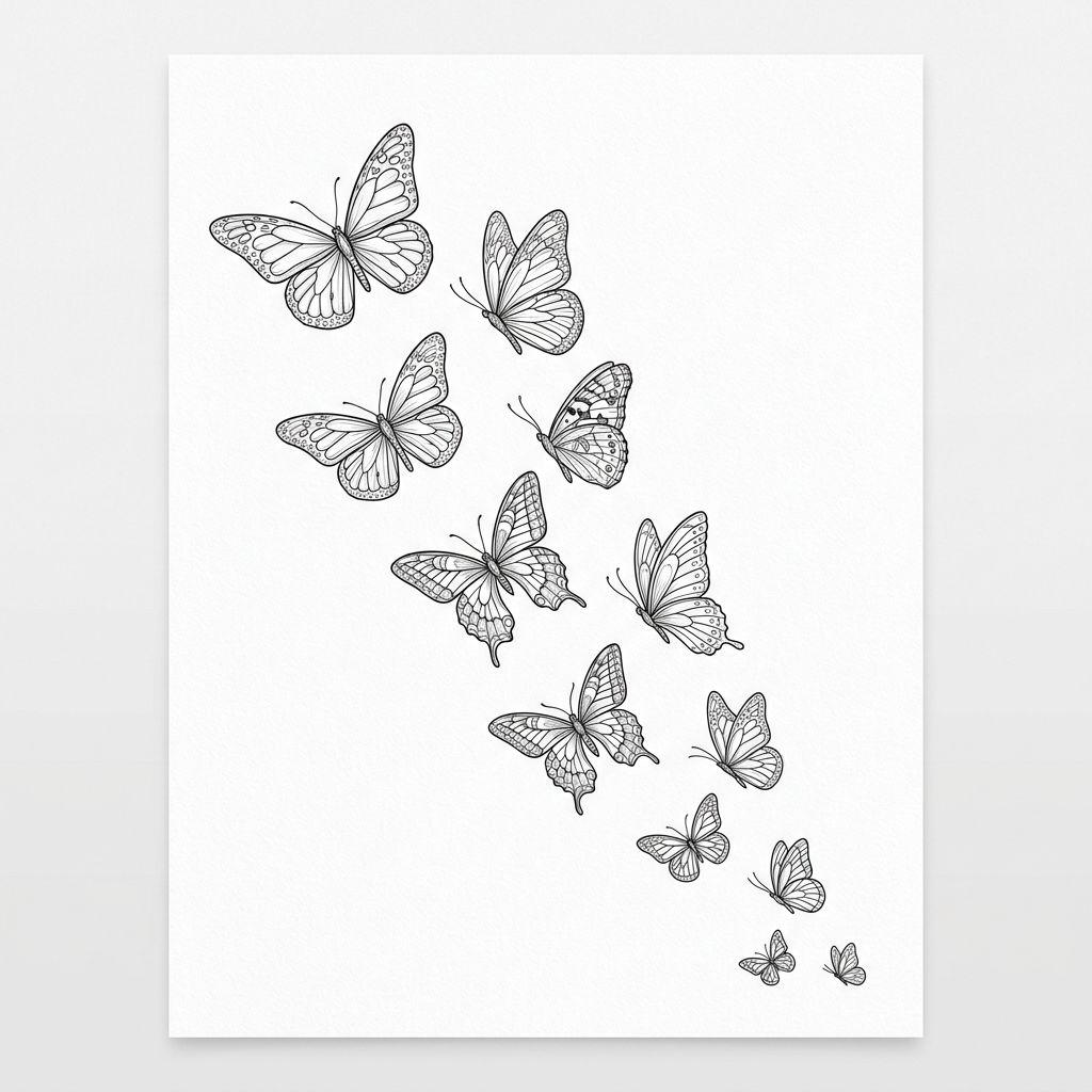 idée tatouage dos femme papillons en cascade