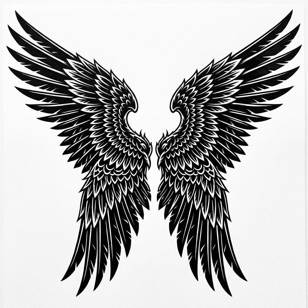 idée tatouage dos homme ailes blackwork omoplates
