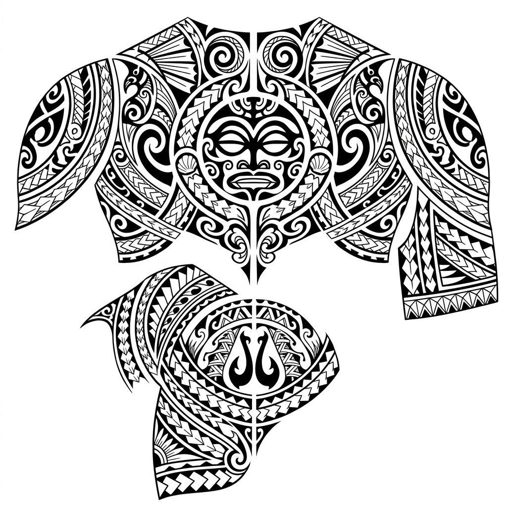 idée tatouage dos homme tribal polynésien épaule-dos