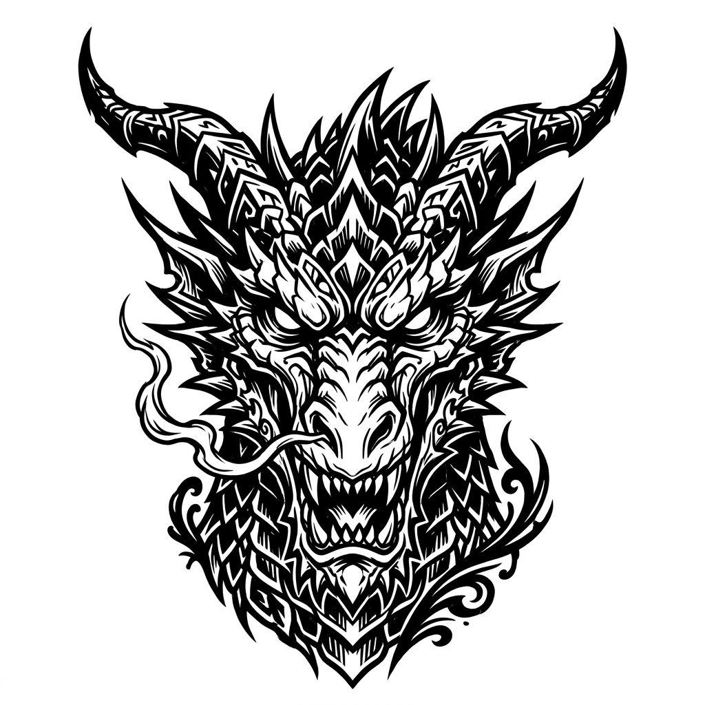 idée tatouage dragon dragon blackwork sombre