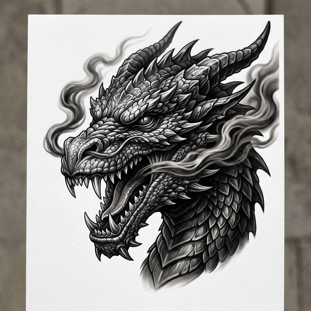 idée tatouage dragon dragon réaliste écailles