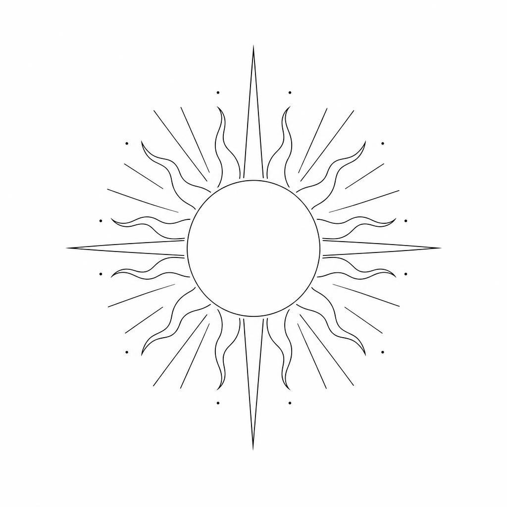 idée tatouage épaule soleil minimaliste rayonnant
