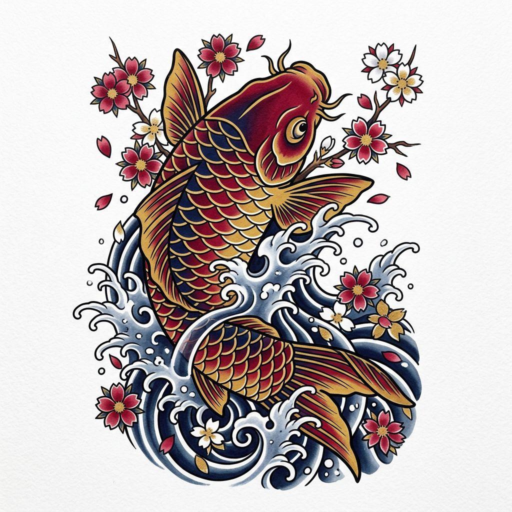 idée tatouage épaule carpe koï japonaise