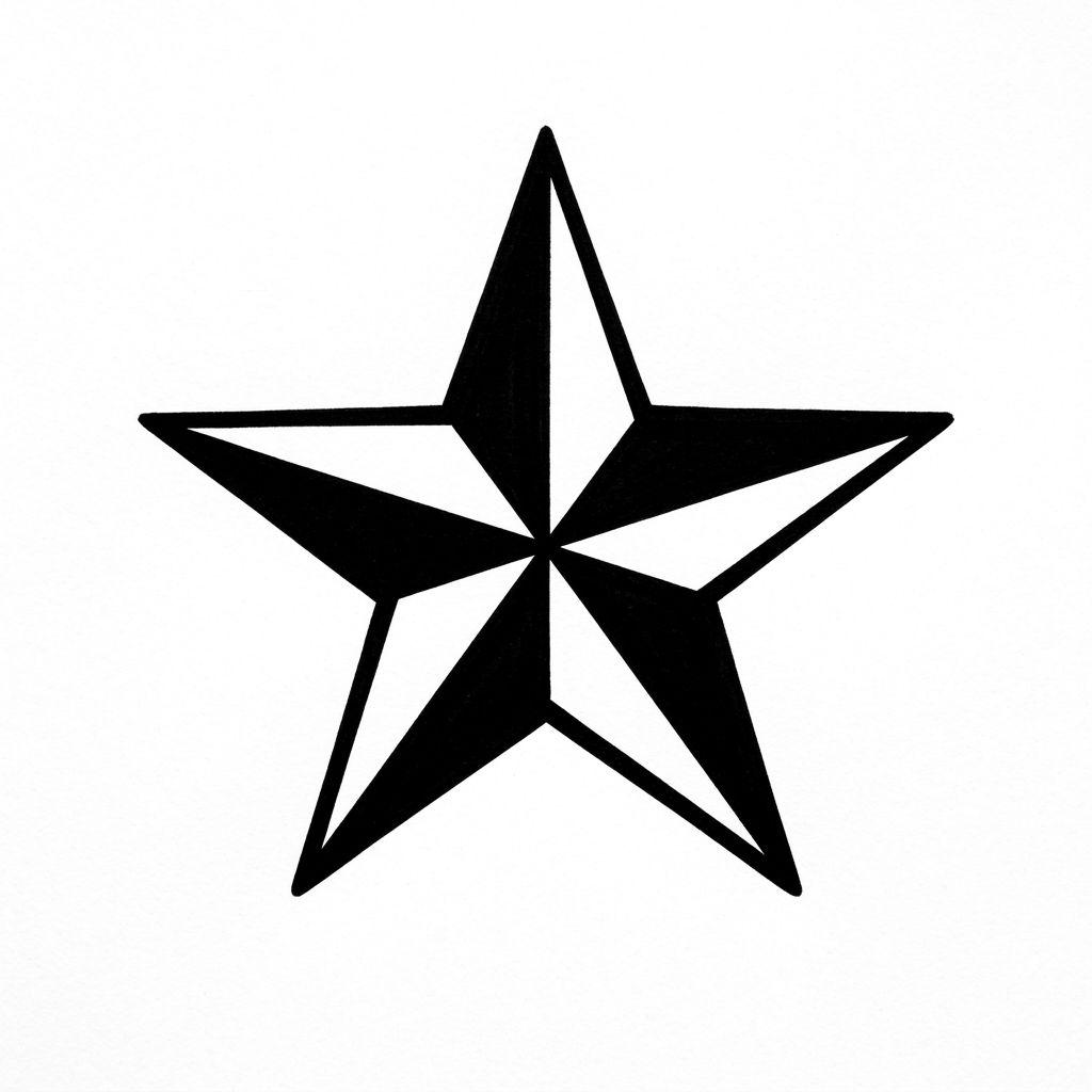 idée tatouage étoile étoile polaire (nautique), design sur fond blanc