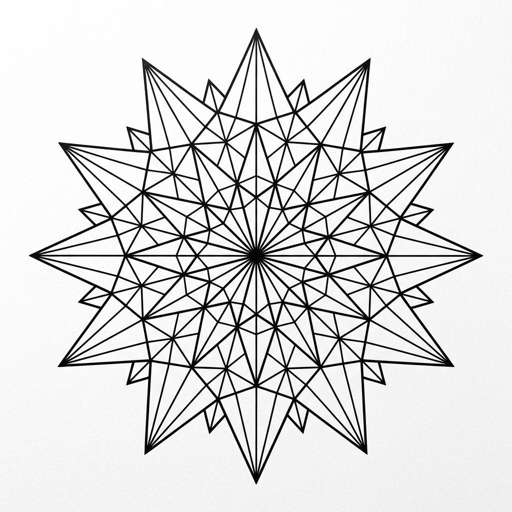 idée tatouage étoile étoile géométrique, design sur fond blanc