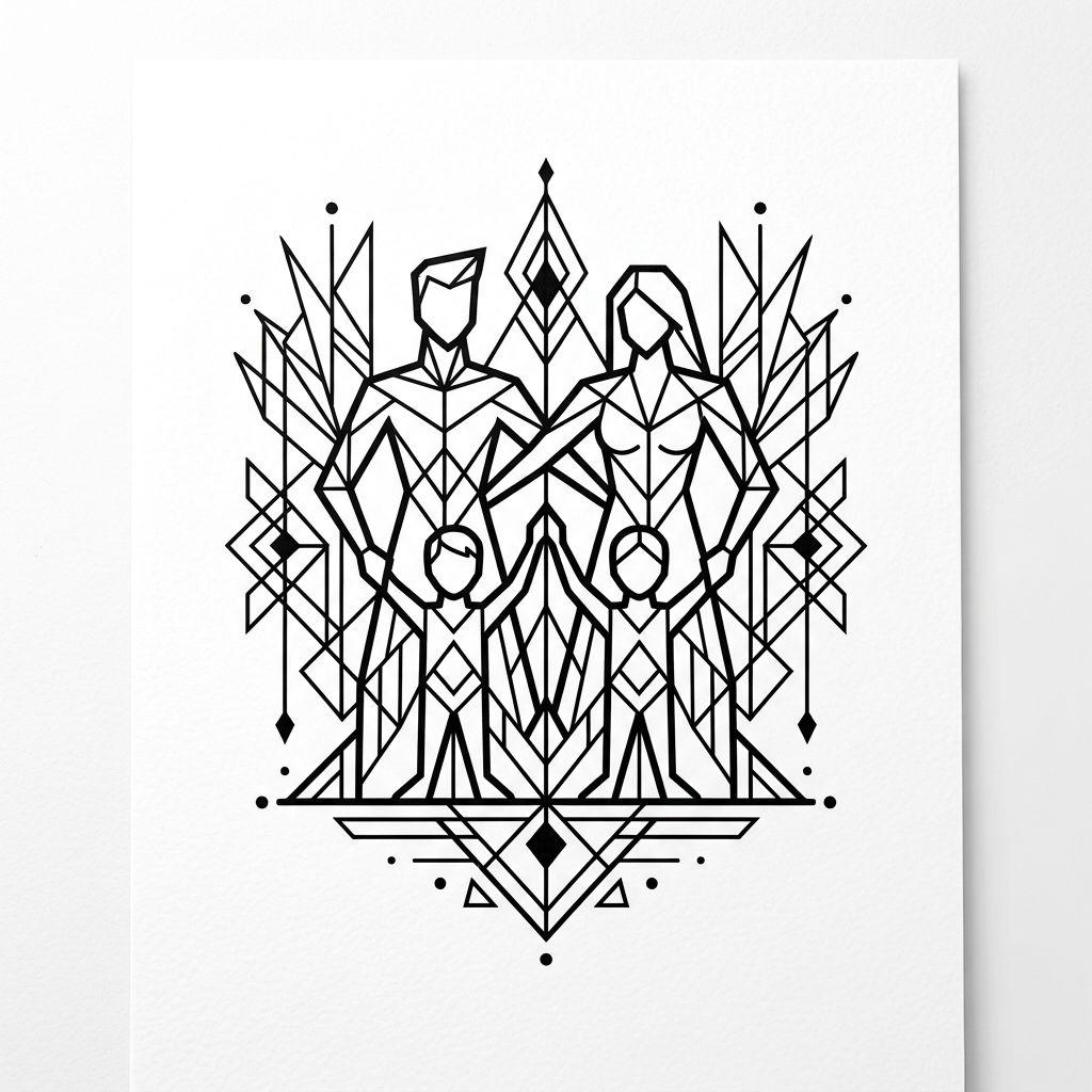 idée tatouage famille symbole famille géométrique