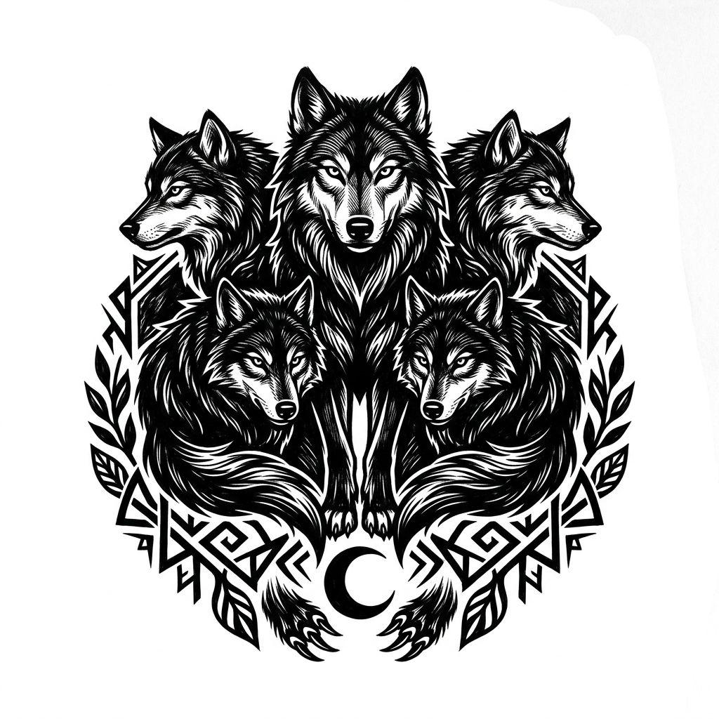 idée tatouage famille meute de loups